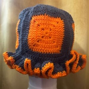 Orange and Gray Crochet Hat